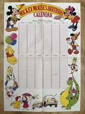 Disney Mickey Mouse Birthday Calendar 1978 Mouses Large Poster - VTG Minnie Pooh