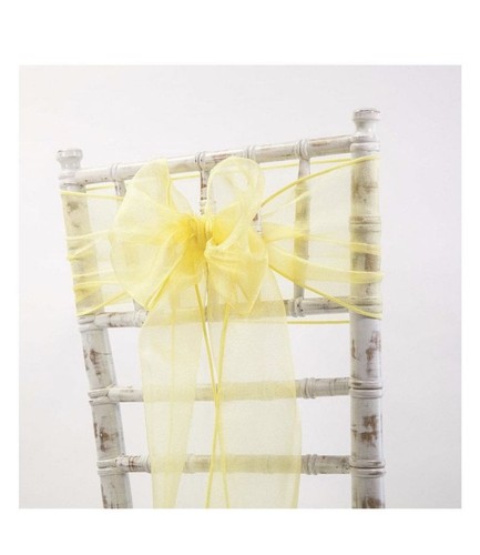 Yellow organza chair bow - chair,