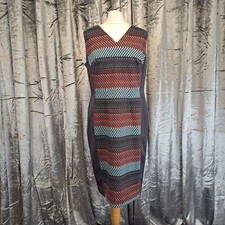 Tu Dress 16 Grey Red Below Knee Straight Stretch