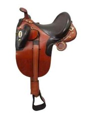 Leather Australian Stock Horse Tack Saddle With Full Accessories For Horse 15".