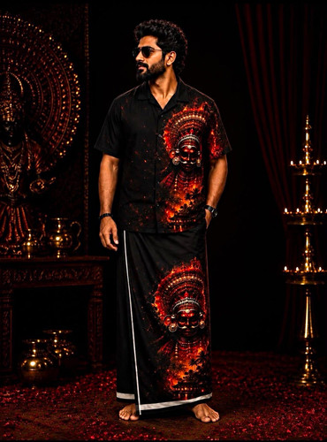 Men black shirt set - size, l