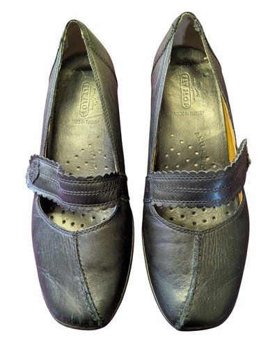 Black leather fly flot mary - black,