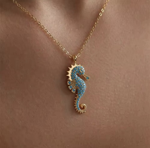 Turquoise sea horse - turquoise,