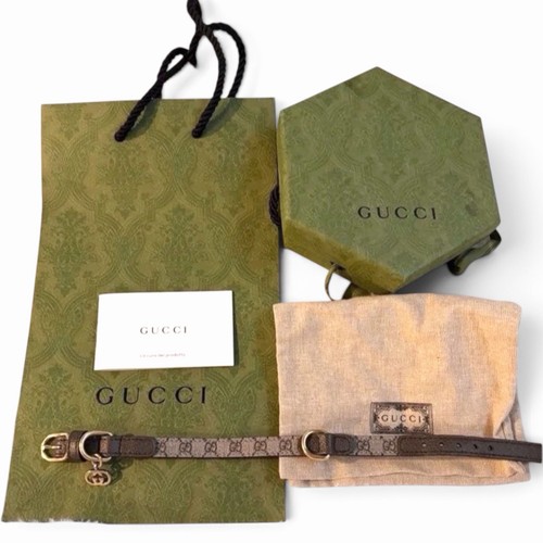 Gucci brown leather dog - brown,