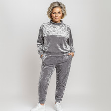 ROCKTHOSECURVES WOMENS VELVET STRETCH TRACKSUIT LOUNGE WEAR COMFY PLUS SIZE