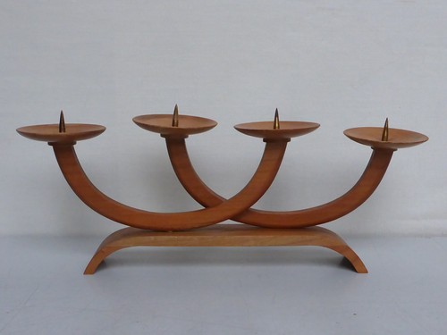 Vintage wooden candelabra 60s - vintage,