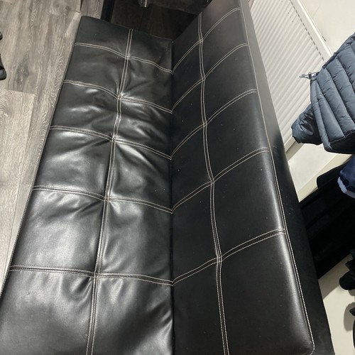 Black sofa bed - used, leather