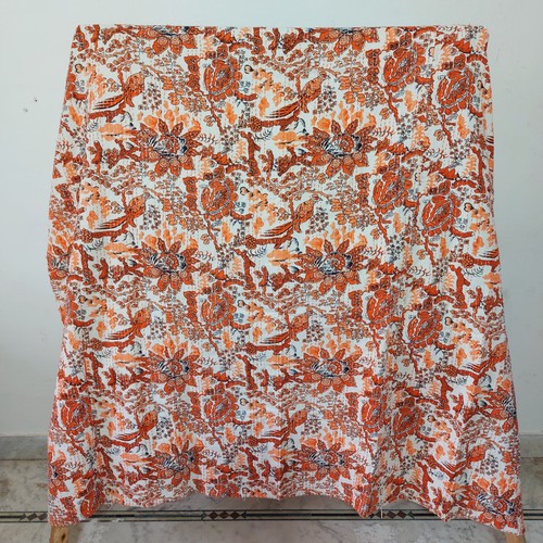 Indian kantha quilt bird print - indian,