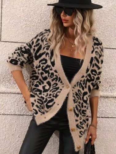Leopard pattern drop shoulder - leopard,