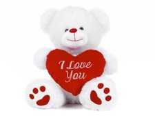 NEW 10" WHITE I LOVE YOU VALENTINE'S TEDDY BEAR SOFT PLUSH TOY