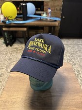   navy blue lake minnewanka boat tours hat cap vintage 