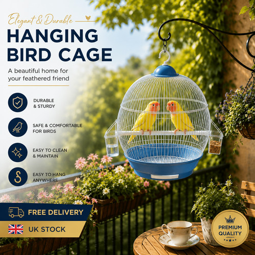 Blue round bird - bird, cage