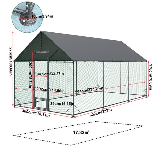 Xxl metal chicken run coop - metal,