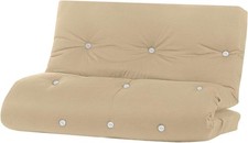 Foldable Futon Sofa Bed Double Mattress 3 Seater Cream Guest Bed 135x190cm