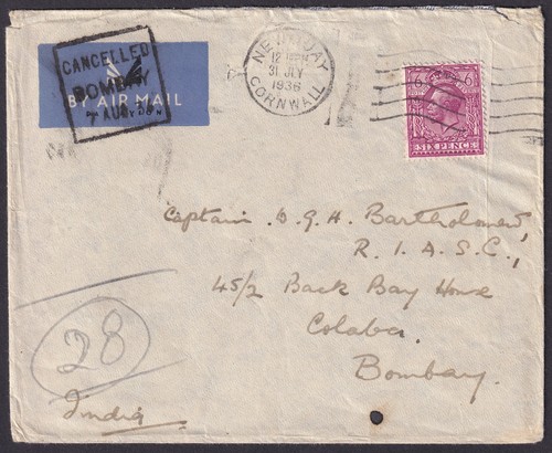 1936 kgv airmail - 1936, newquay