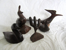 5 X HEAVY POLISHED WOOD CARVED