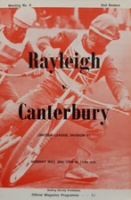 RAYLEIGH v CANTERBURY SPEEDWAY PROGRAMME 26/5/1969 (VERY GOOD CONDITION)