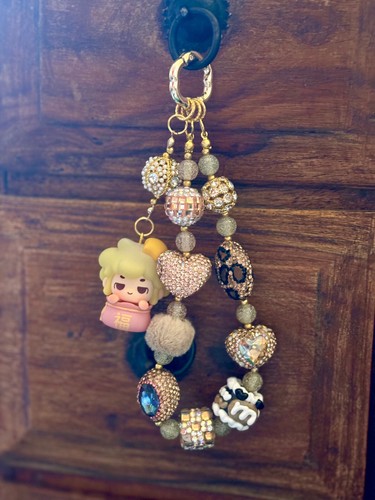 Handmade pink gold keyring - gold, /