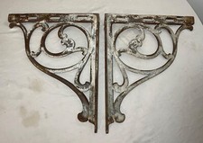 LARGE pair antique cast iron architectural salvage wall corbels bracket sconce