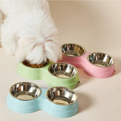 Double pet bowls with - 2-in-1,