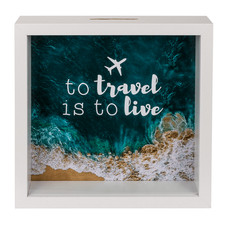 To Travel Is To Live Money Saving Piggy Bank Money Box Holiday Beach Fund