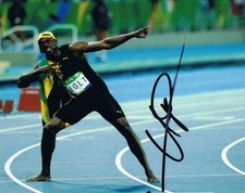 Signed Usain Bolt Autograph Photo Athletics Jamaica Rio 2016 Olympics
