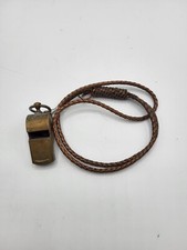 Vintage Brass Military Whistle w/Cordage/Chain USA WWII? Antique Official