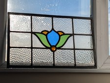 RENOVATED : Decorative Compact Art Deco Stained Glass Window Panel