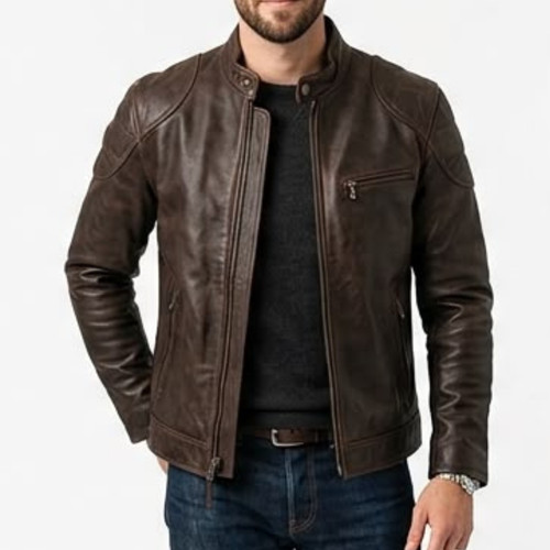 Men distressed brown leather - distressed,