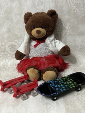 Build A Bear Workshop Brown Bear Teddy Plush Toy BAB Outfit Rollers Skateboard