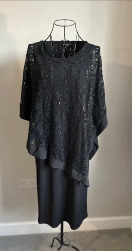Evans black cape midi dress - black,