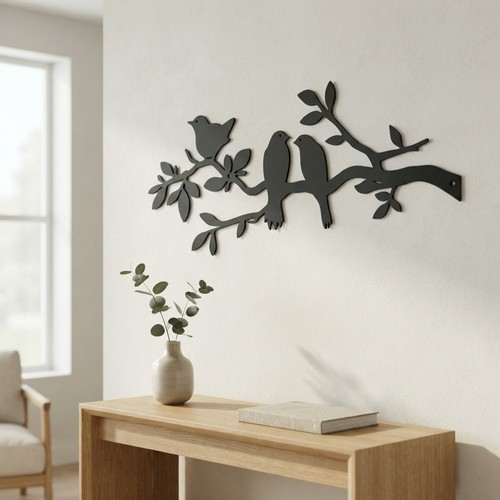 Elegant metal birds wall - 2-pc,
