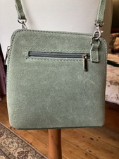 Ladies Small Crossbody Pale Green Suede Bag