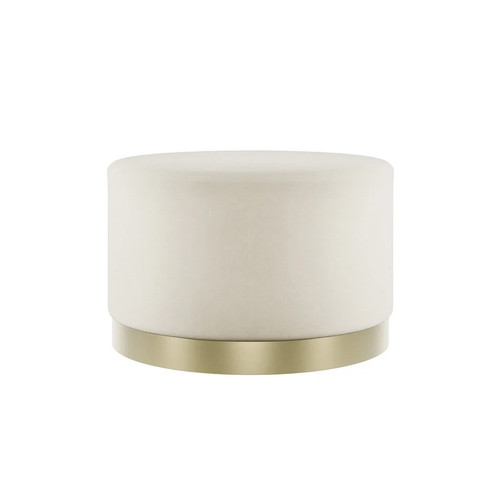 Lara cream velvet pouffe - pouffe,