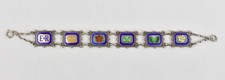 Turner & Simpson Sterling Silver & Enamel National Flowers Panel Bracelet 7"