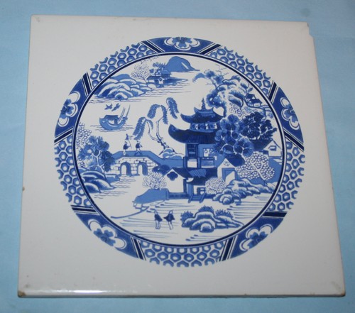 Vintage blue white asian - white,