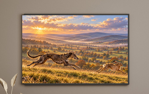 Lurcher coursing hare art - coursing,