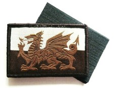 WELSH DRAGON PATCH Military forces hook loop back UBAC desert ops tan flag badge