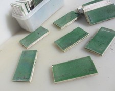 Vintage Ceramic Border Tile Old Tiles Antique Green 4.25"x2.1/8" - £3each