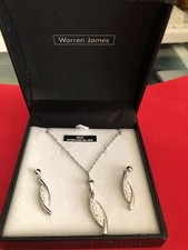 Warren James Sterling Silver & CZ Necklace and Earrings Set