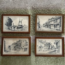 4 Vintage Etchings of Rye East Sussex