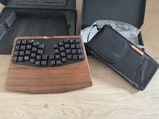Keyboardio Atreus Ergonomic Keyboard, Travel Case. Wooden Palmrest