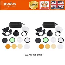 2X Godox AK-R1 Accessories Kit Barndoor Snoot Diffuser Filters For V1 V100 V1Pro