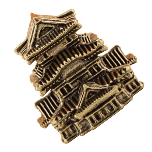 Golden brass pagoda statue - golden,