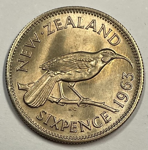 New zealand 1963 sixpence - new,