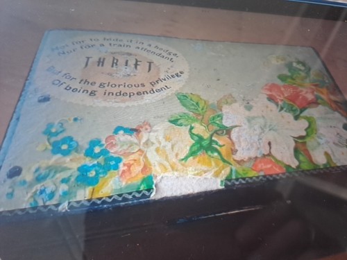 Vintage wood thrift box - thrift,