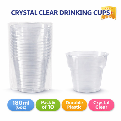 10x 180ml clear plastic - 180ml, cups