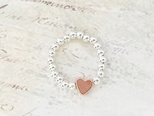 Silver rose gold heart ring - heart,