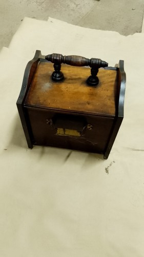 Edwardian wooden coal scuttle - edwardian,