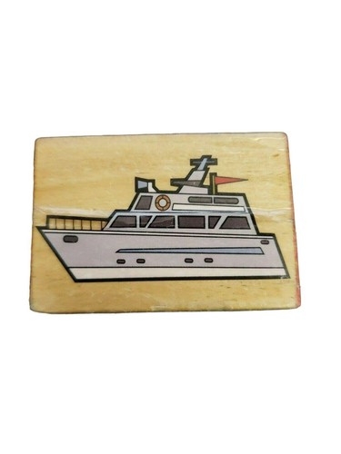 Wooden yacht rubber stamp - yacht,